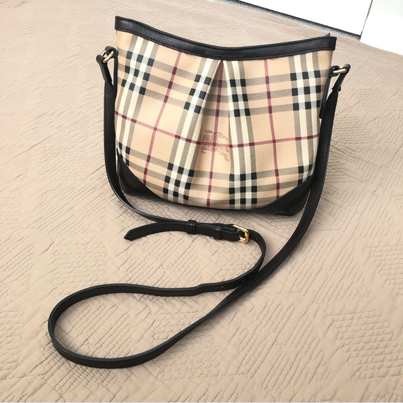 Burberry Handbags - Auth Burberry Check and brown leather crossbody bag